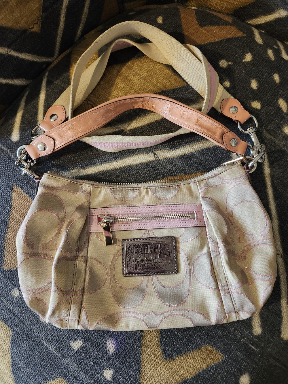 ​VTG Coach Poppy Groovy Pink Metallic Lurex Crossbody Bag Y2K Coquette F15293